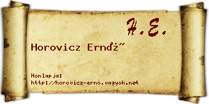 Horovicz Ernő névjegykártya